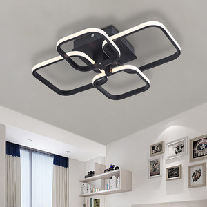 Multi-Square Chandelier Ceiling Light (Black Frame) - Black / 42W by Livingandhome
