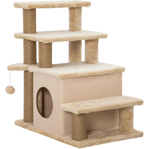 4-Step Cat Stairs for Bed, Cat House for Sofa - Beige by PawHut