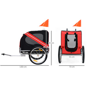Pet Bicycle Steel Frame Trailer - Red by PawHut