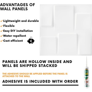 3D Wall Panels with Adhesive Included, Geometric Squares Design by NOVECRAFTO
