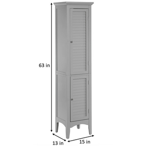 Teamson Home Wooden Bathroom Cabinet Tall Standing Grey Glancy ELG-640 - Grey by Teamson Home