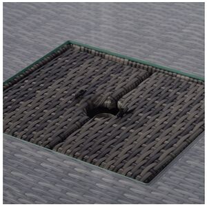 Arizona Square Rattan Patio Dining Set with Ice Bucket Drinks Cooler - Grey / 6 by Giardino