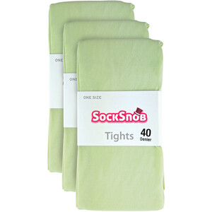 3 Pair 40 Denier Comfortable Soft Bright Pastel Coloured Tights - Green by Sock Snob