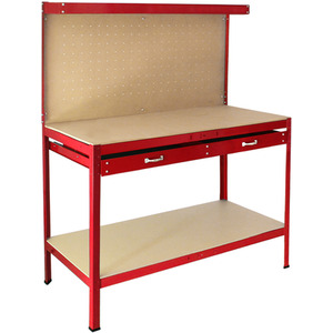 Workbench with Pegboard and Drawer - Red by MonsterShop