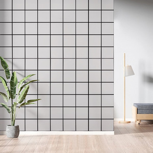 10 Tablets Per Pack Minimalist PVC Wall Tile Sticker - Black+White / Small Grid by komore