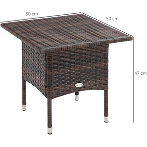 Outsunny All Hand Woven PE Rattan Outdoor Coffee Table - Brown by Outsunny