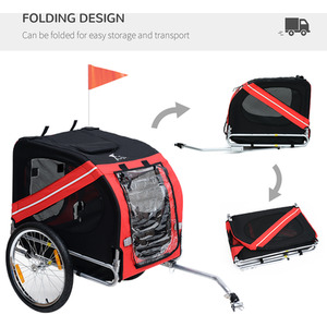 Pet Bicycle Steel Frame Trailer - Red by PawHut
