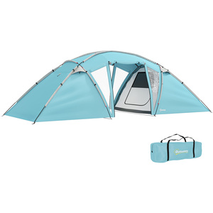 Outsunny 6 Man Family Camping Tent, 2 Bedrooms, a Living Room - Blue by Outsunny