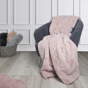 Rabbit Faux Fur Throw - Blush / Extra Large by Divante