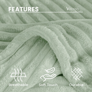 Snug Soft Chunky Ribbed Cord Plush Throw Blanket by Velosso