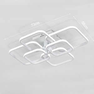 Square White Frame Chandelier LED Ceiling Light - White / 70W by Livingandhome