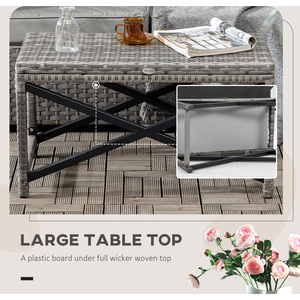 Outsunny Garden Coffee Table - Grey-'X' bar by Outsunny