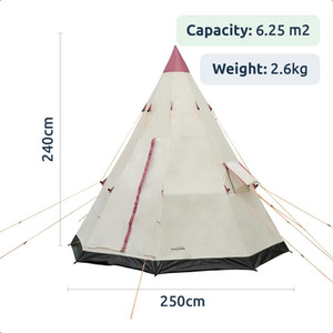 Teepee Camping Tent - Beige / White by Redcliffs