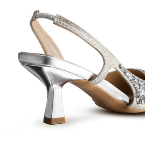 Heels Pointed Toe Slingback with Rhinestone Detail by Livingandhome