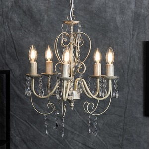 Lille Pair of 5 Way White Ceiling Light Chandeliers - White by ValueLights
