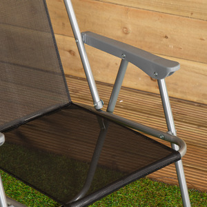 Fixed Position Foldable Garden Chair - Black and Grey by Samuel Alexander
