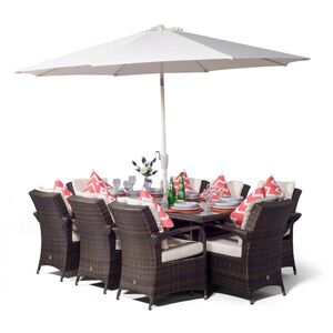 Arizona Square Rattan Patio Dining Set - Brown / 8 by Giardino