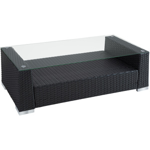 Rattan Garden Set Munich 4 Seats 1 Table - Black by tectake