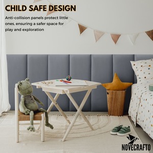 Velvet Wall Panels 4 Pack with Adhesive - Anti-Collision Wall Mounted Headboards - Dark Grey by NOVECRAFTO