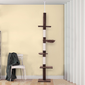 Pawhut Floor to Ceiling Cat Tree for Large Cats - Brown by Pawhut