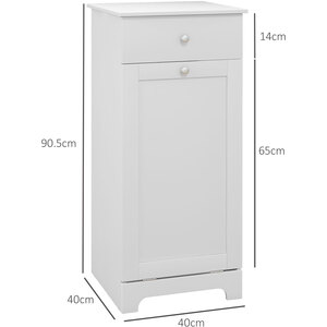 HOMCOM Bathroom Cabinet with Folding Laundry Hamper White - White by HOMCOM