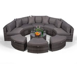 Monaco Luxury Large Rattan Garden Sofa Set - Grey by Giardino
