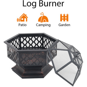 Hexagonal Fire Pit with Spark Guard