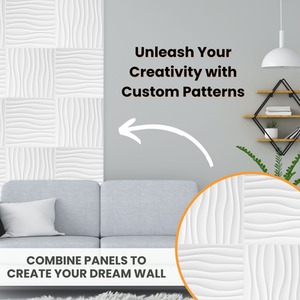 3D Wall Panels (50x50 cm) PVC Cladding Panel in White Waves Design by NOVECRAFTO