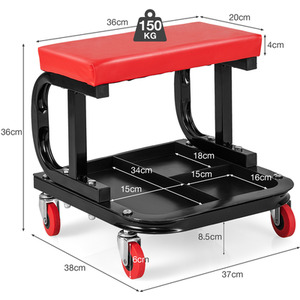 Rolling Creeper Seat-Red - Red by Costway