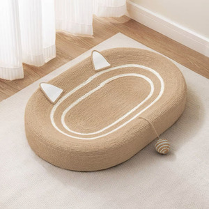 Cat-Shaped Scratcher Bed with Hanging Sisal Ball - Wood Color by Livingandhome