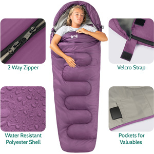 Single 300 GSM Mummy Sleeping Bag - Purple by Trail