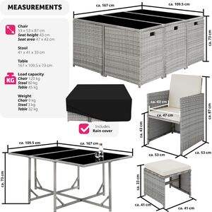 Malaga 641 Rattan Garden Furniture Set with Protective Cover by tectake