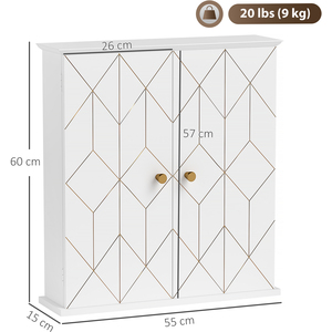 HOMCOM Bathroom Wall Cabinet Wall Cupboard with Adjustable Shelf - White by HOMCOM