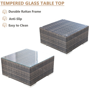 Rattan 8 Piece Modular Outdoor Recliner Garden Sofa - Mix Brown by Furniture One