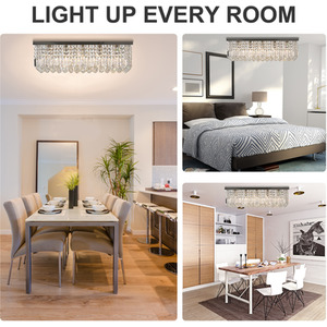 HOMCOM Crystal Ceiling Light Square Chandelier - Silver by HOMCOM