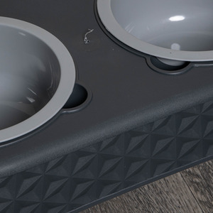 Grey Plastic Raised Pet Basket with Double Pet Bowl Feeder - Grey by Samuel Alexander