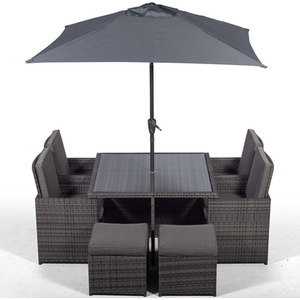 Giardino Rattan Cube Dining Set - Grey / 4 by Giardino