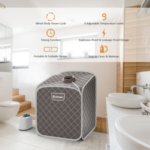 2L Foldbale Steam Sauna Personal Therapeutic Steam Spa - Grey by Costway