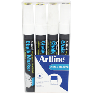 Artline Pack of 4 Chalk Markers - White by Artline