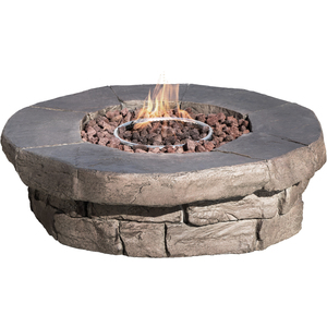 Round Stone Effect Low Gas Fire Pit - Brown by Teamson Home
