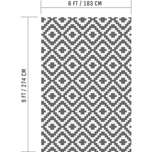 Outdoor Rug for Garden, Decking and Patio - Waterproof - Grey Geometric by Valiant