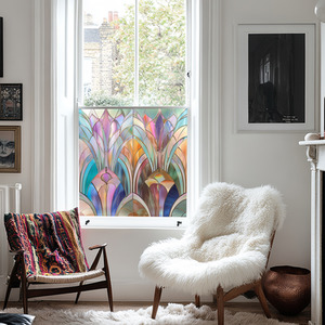 Inarzo Art Deco Stained Glass Privacy Window Film by Creative Printing