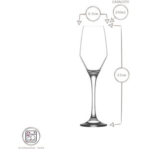 Ella Glass Champagne Flutes - 230ml - Pack of 12 - Clear by LAV