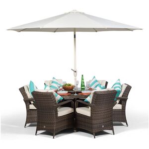 Arizona Round Rattan Patio Dining Set - Brown / 9 by Giardino