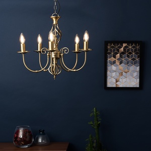 Memphis 5 Way Celling Light Chandelier - Antique Brass by ValueLights
