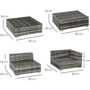 Outsunny 6 PCs Garden Rattan Furniture Set - Grey by Outsunny