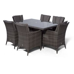 Savannah Square Rattan Patio Dining Set - Grey / 6 by Giardino