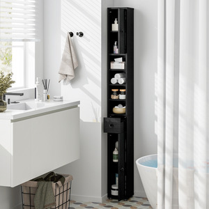 Slim Bathroom Tall Cabinet - Black by Costway