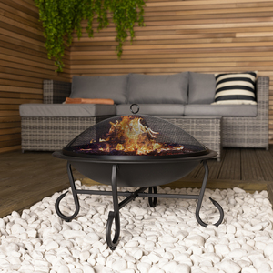 Round Patio Open Bowl Fire Pit - Black by Charles Bentley