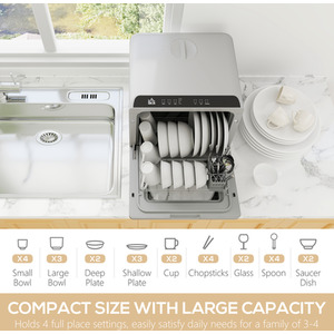 HOMCOM Table Top Dishwasher with 4 Settings by HOMCOM